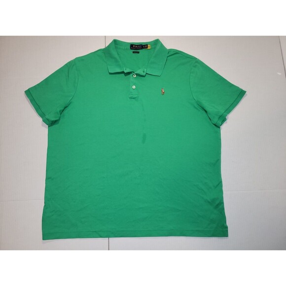 Polo Ralph Lauren Men's Green Pima Soft Touch Cotton Polo‎ Shirt Size XXL Logo - Picture 1 of 7